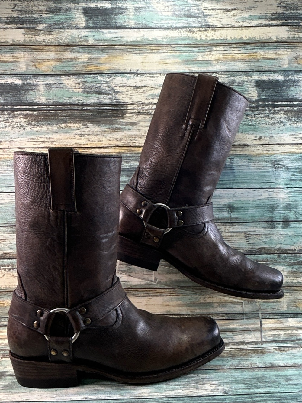 Freebird By Steve Copperhead Harness Moto Boots Mens 10 Brown Leather Pull On